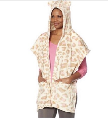 Soft & Cozy Cheetah Animal Hooded Blanket Shoulder Wrap Throw Robe Pocket NWT OS-image