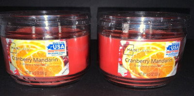 2 Mainstays CRANBERRY MANDARIN 3 Wick Jar Candles 11.5 oz each / Free Shipping-image