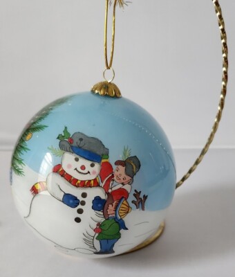 Li Bien Christmas Ornament - Pier 1 Imports - Snowman - Tree - Sled - 1999-image