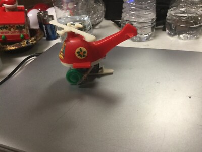 Vtg Santa Claus Rudolph  Helicopter  wind up toy-image