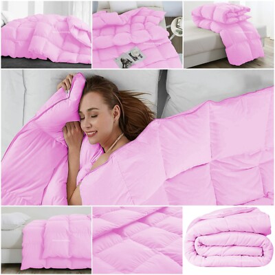 Fancy Premium Soft Solid Pink Comforter Goose Down Alternative Full XL Size-image