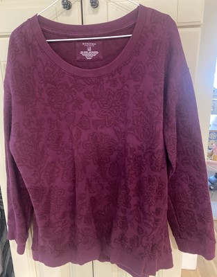 Sonoma Sweatshirt Magenta With Floral Pattern Cozy Comfy Relaxed Fit XL New-image
