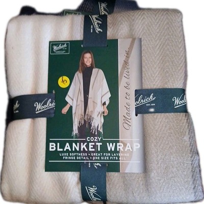 Woolrich Blanket Wrap Cozy Warm Comfort One Size Fits All Tan Women’s Plaid-image