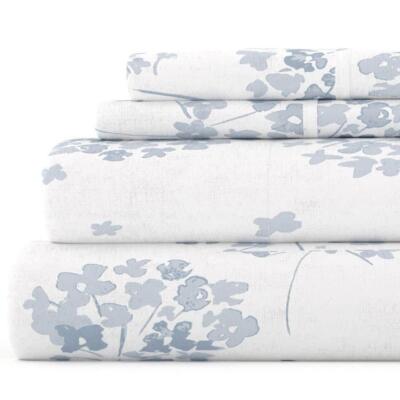 Becky Cameron Sheet Sets Queen Premium 4 Piece Rose Bunch Flannel Light Blue-image