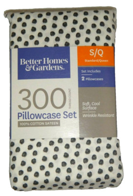 Better Homes &Gardens 300 Thread Count 2 Standard /Queen Pillowcases 100% COTTON-image