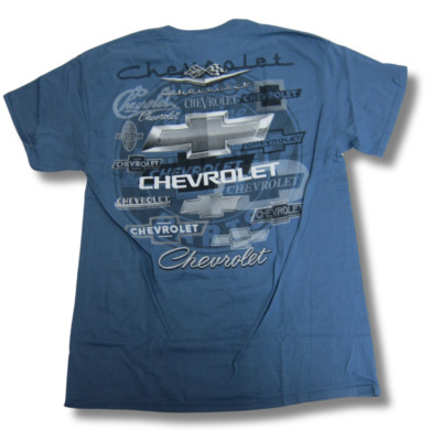 Joe Blow T's Chevrolet All Over Logo Print Indigo Cotton Preshrunk T-Shirt-image