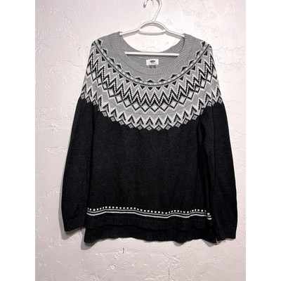 Old navy fair isle crew neck sweater womens large timeless cozy comfort warm-image
