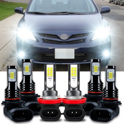 For Toyota Corolla 2009-2016 6x LED Headlight High Low Fog Light Bulbs Combo Kit-image