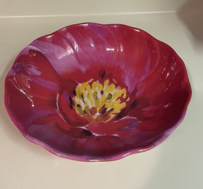 pier 1 imports vintage “grace” design red/yellow, 12” Melamine Bowl, Retired-image