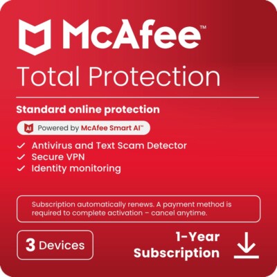 McAfee Total Protection 2025 | 3 Device | Direct from McAfee | Same Day Delivery-image