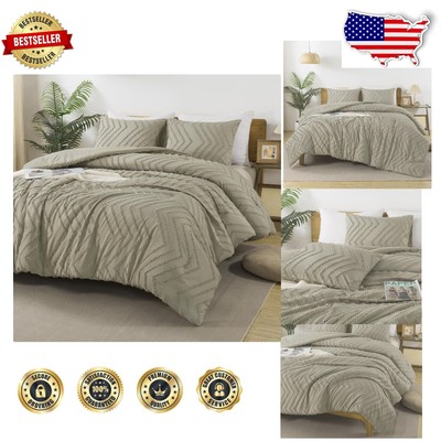 Soft Microfiber Oatmeal Comforter Set for California King – Chic & Cozy Design-image