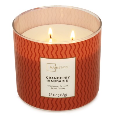 Mainstays 3-Wick Textured Wrap Cranberry Mandarin Candle, 13-Ounce-image