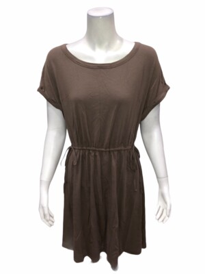 AnyBody Loungewear Womens Cozy Knit Cinched Waist Dress Smokey Taupe Medium Size-image