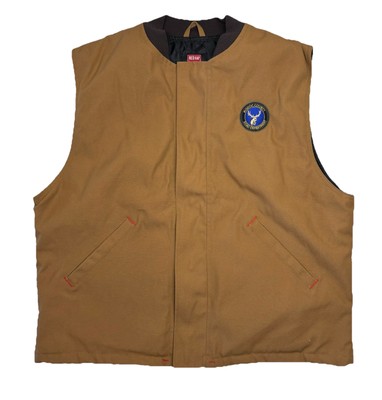Vintage Red Kap Vest Men Size XL Beige Duck Canvas Snap Button Quilted Puffer-image