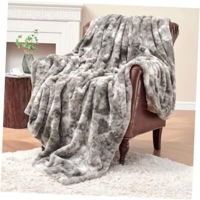  Oversized Faux Fur Blanket, Super Soft Cozy Blanket, 60