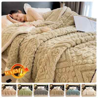 Warm Blanket for Bed Soft Flannel Sleeping Blankets Cozy Comfortable Thick Quilt-image