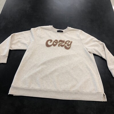 Lane Bryant Sweatshirt  Women’s Size 18/20 Beige Embroidered Cosy Soft Cotton-image