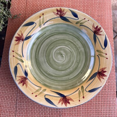 Pier 1 Elizabeth Handpainted Stoneware Dinner Plates  Ceramic-image