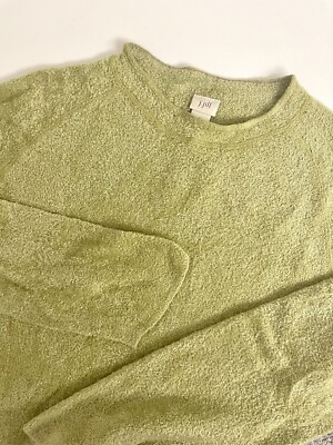 J Jill Soft Green sweater Medium Cozy Chenille Sweater Green Boatneck Workwear-image