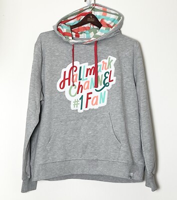 NWT Hallmark Hoodie Women’s XL Gray Movie Night Cozy Romance Plaid Whimsy-image