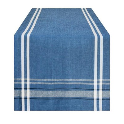 Design Imports Blue Chambray French Stripe Table Runner 14X72 inch-image