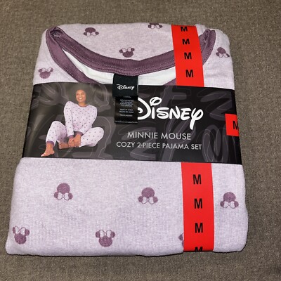 New Disney Minnie Mouse Women's Cozy 2 Piece Pajama Set  Purple M-image