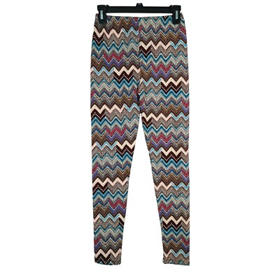 Soft and Cozy Women Leggings Size S/M Stretch Chevron Print Multicolor-image