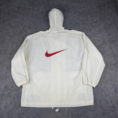Vintage Nike Jacket Mens Medium White Red Track Windbreaker Anorak Swoosh 90s-image