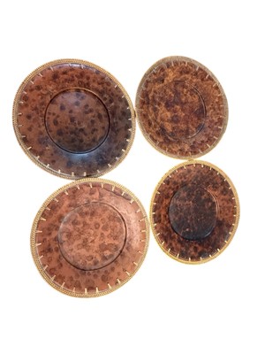 Pier 1 Imports Leather Wrapped Plate Charger Decor Tortoise Design 13” Set of 4-image