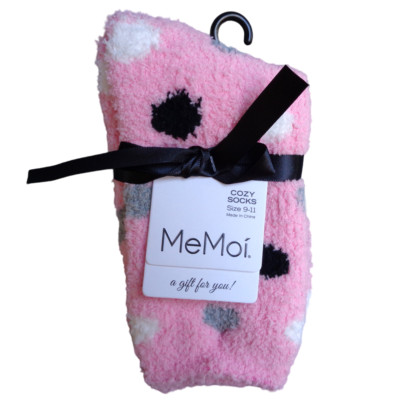 MeMoi Pink Multicolor Polkadot Soft Fuzzy Plush Fleece Cozy Womens Socks Sz 9-11-image