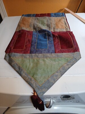 Pier 1 Imports Geometric Shapes Jewel Tone w Gold Thread Table Runner 14 x 70-image