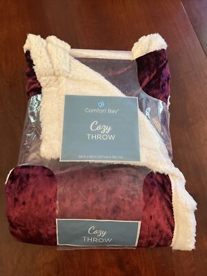 Comfort bay Cozy Throw Maroon & White 50 In X 60 In  (127 Cm X 152 Cm )-image