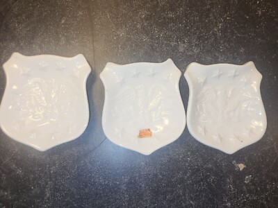 Set Of 3 White Our Own Import Tea Bag Holders W/American Eagle & Stars Design-image