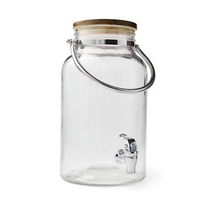 Better Homes & Gardens Clear 1.5 Gallon Glass Beverage Dispenser with Wood Lid-image