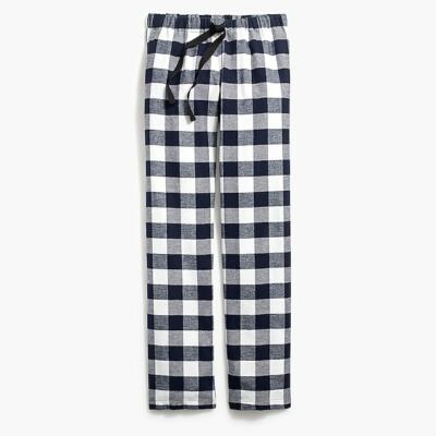 J Crew F8318 NWT Large CoZy Warm Black/Ivory Buffalo Check Flannel Pajama Pants-image