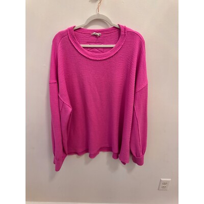 Perch by Blu Pepper Waffle Knit Pullover Top Comfy Oversized 3X-image