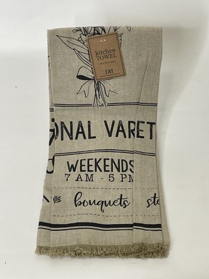 Going to the market Flowers Kitchen Towel, Design, Imports NWT 18”x28” India￼-image