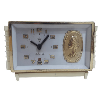 Vintage Wind Up Alarm Clock Gold Dial Wind-Up Mechanical Diamond Tested Works-image