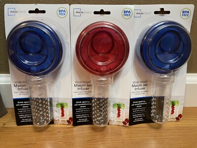 K25 Mainstays Infusor for Wide Mouth Mason Jars, Lot of 3, New, BPA Free-image