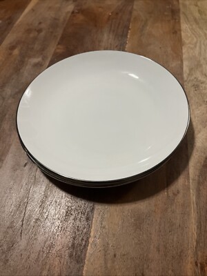 2 Pier 1 Platinum Rim 4 Pc Dinner Plates Porcelain 8.5”-image