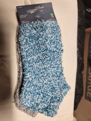 Universal Thread Cozy Super soft 2 Pairs Low-Cut Socks Size 4-10 Blue/Gray -image