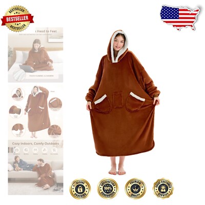 Sherpa Fleece Oversized Hoodie Blanket - Perfect Gift for Cold Days-image