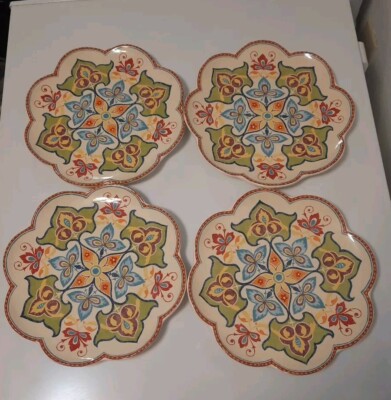 Set Of 4 Pier 1 Imports Ironstone Tapestry Salad Plate 9