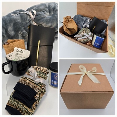 COZY GIFT SET - Aromatherapy Candle, Blanket, Mug w/tea, Socks, Journal & Pen!-image