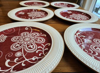 NEW ☆Set Of 6 ~ PIER 1 Imports MARIBETH Ironstone Dinner Plate 11” Retired -READ-image