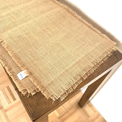 Pier 1 Imports 100% Jute Woven Table Runner Natural Tan Fringe 14