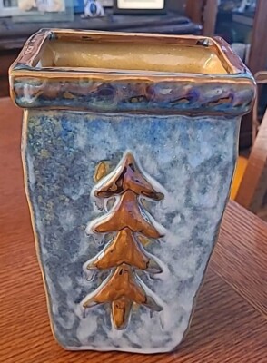 Pier 1 Imports Pottery Organic Tree Design Vase Planter Plant 10” Tall-image