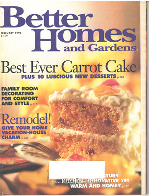 BETTER HOMES & GARDENS Magazine February 1995 Best Carrot Cake Family Room Decor-image