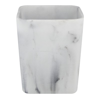Better Homes & Gardens Faux Marble Wastebasket, White-image