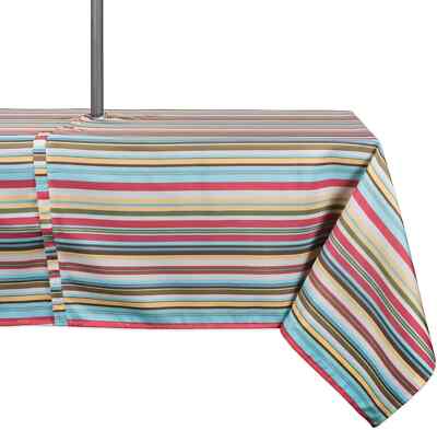 New Design Imports Summer Stripe Outdoor Tablecloth 60x120 W/Zipper from Macy's-image